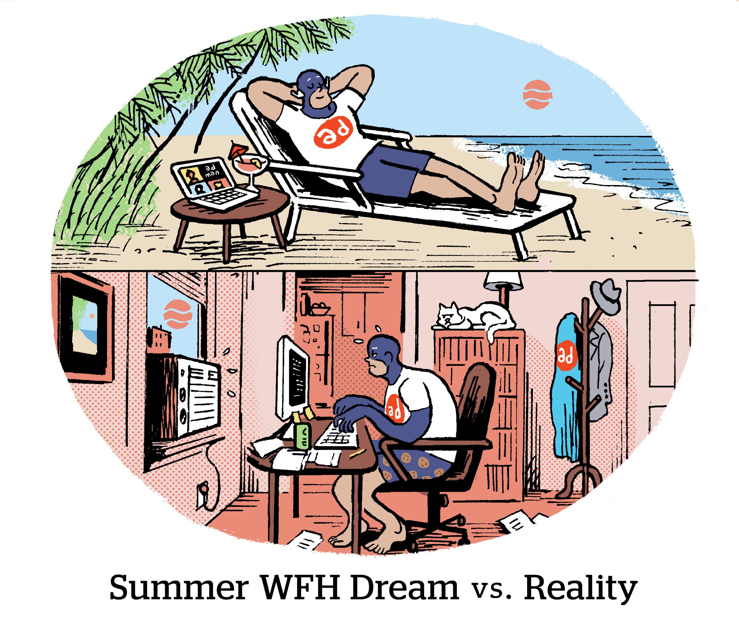 漫画：夏季WFH梦与现实